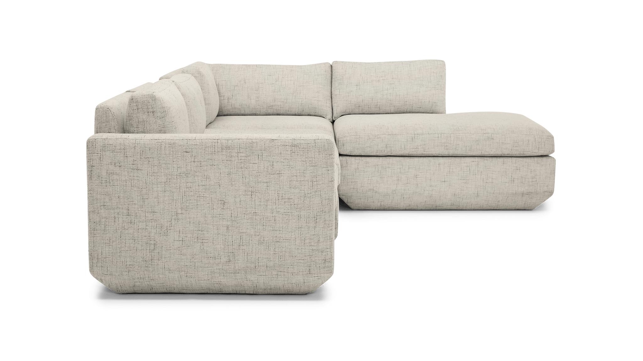 White Antony Mid Century Modern Modular Sectional with Ottoman (5 piece) - Bloke Cotton - Left - Image 2