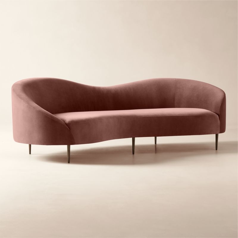 Curvo 96.5" Rose Velvet Sofa by goop - Image 4