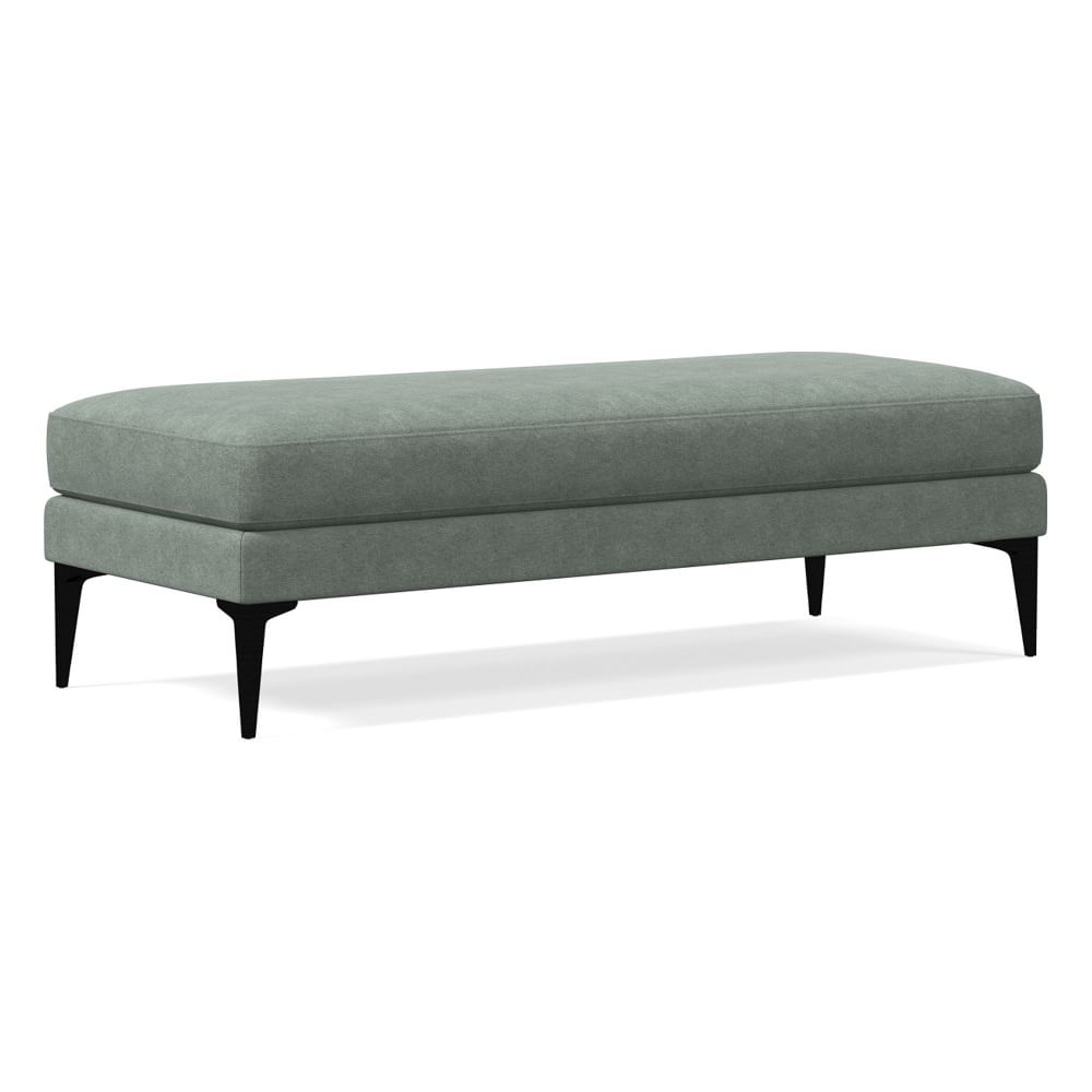 Andes Bench, Poly, Distressed Velvet, Mineral Gray, Dark Pewter - Image 0
