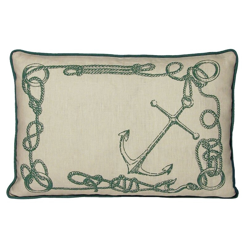 Kevin O'Brien Studio Nauticals Knots Linen Lumbar Pillow Color: South Pacific - Image 0