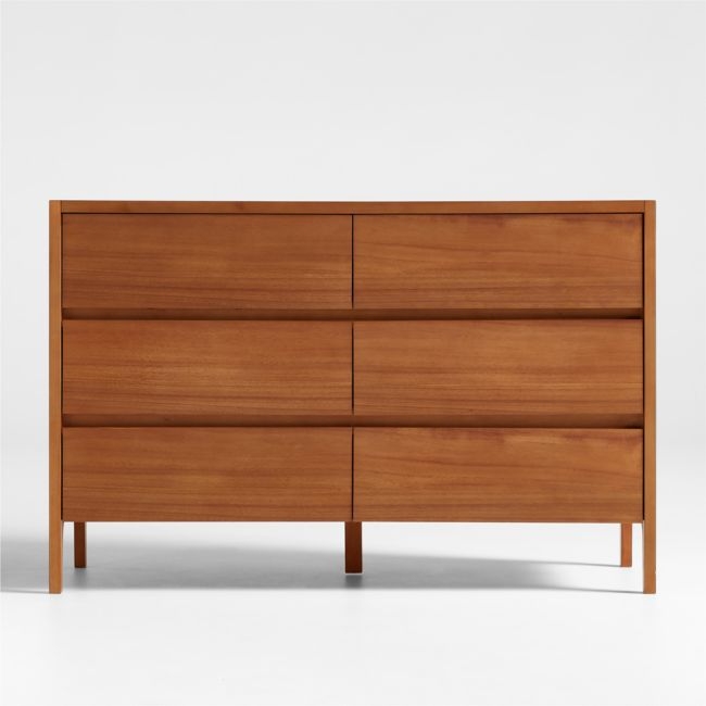 Nova 50" Natural Acacia Wood Wide 6-Drawer Kids Dresser - Image 0
