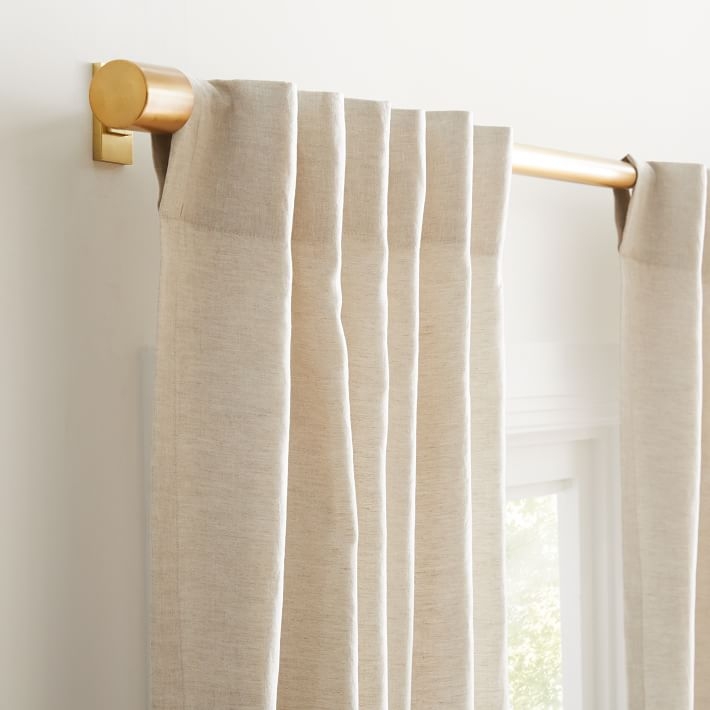 European Flax Linen Curtain with Cotton Lining, Natural, 48"x96", Set of 2 - Image 2