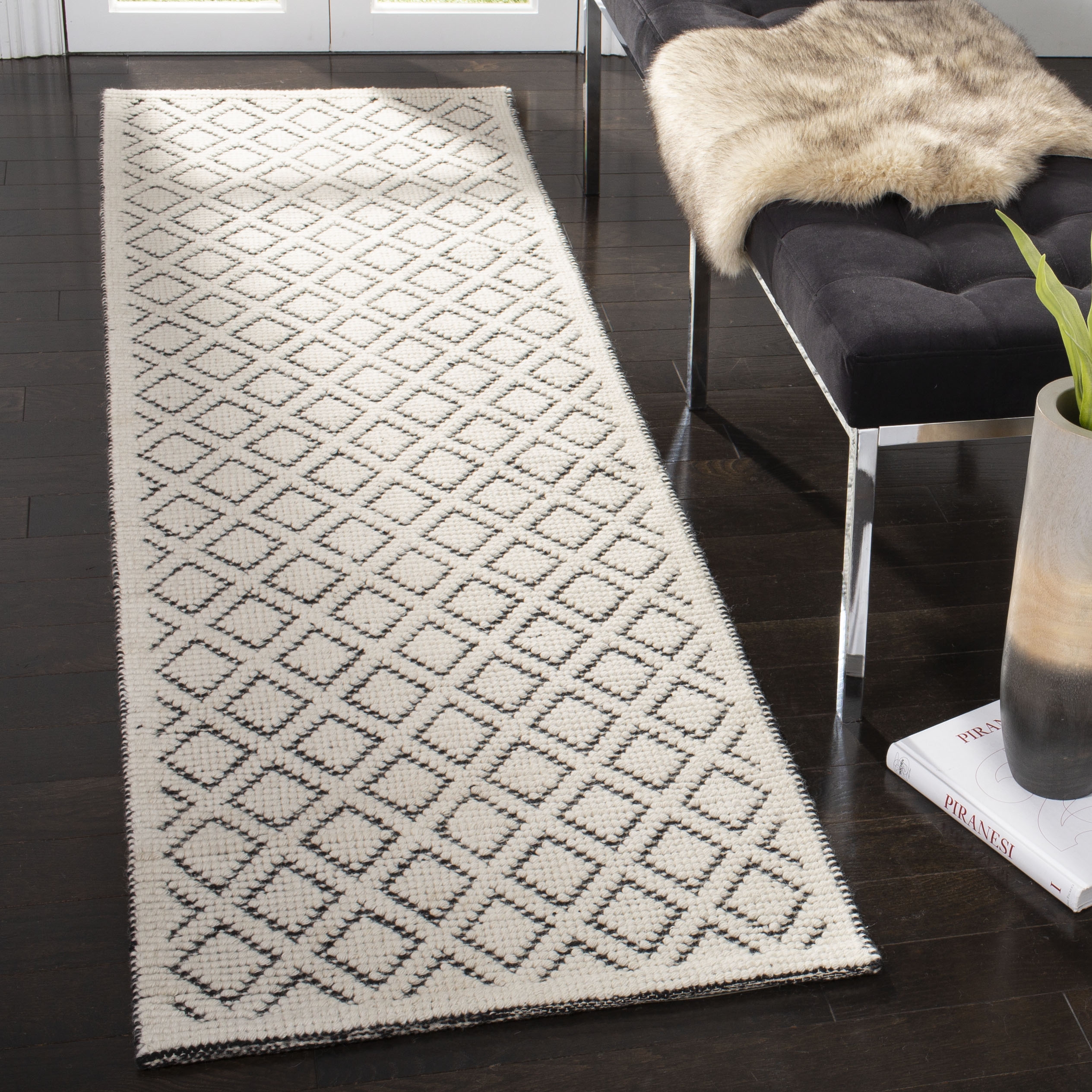 Arlo Home Hand Woven Area Rug, VRM304Z, Ivory/Black,  2' 3" X 8' - Image 1