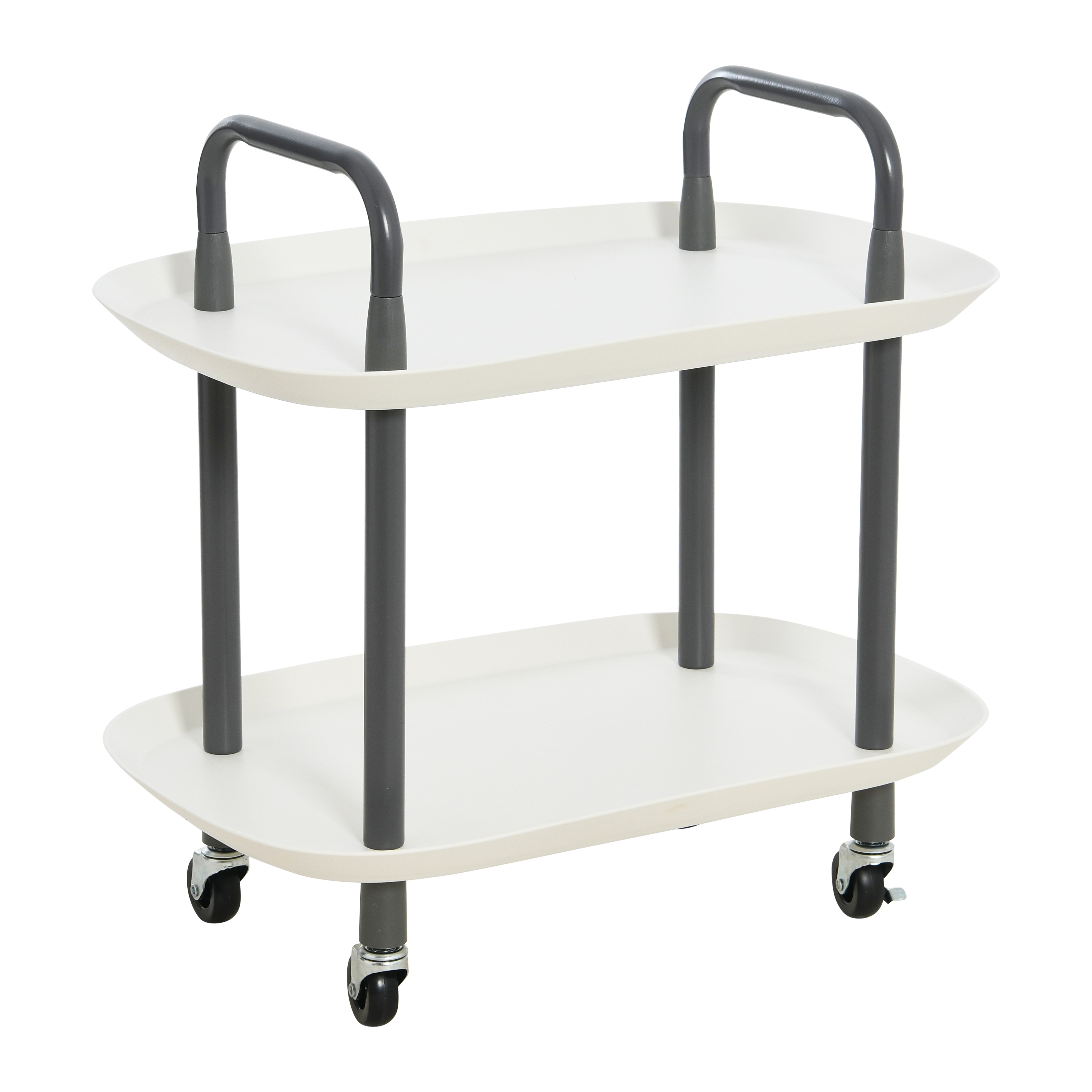 Main + Mesa Modern Plastic and Metal 2-Tier Trolley, White and Dark Grey - Image 0