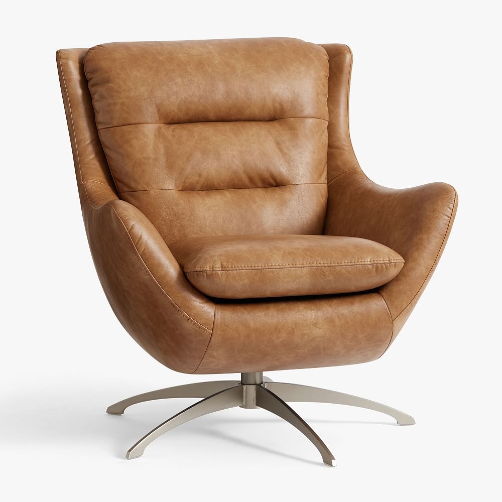 Vegan Leather Caramel Lennon Lounge Chair - Image 0