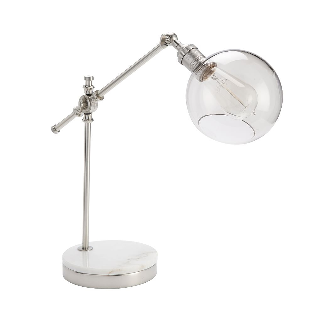 Marble Base Task Lamp, Silver/Smoked Gray - Image 0