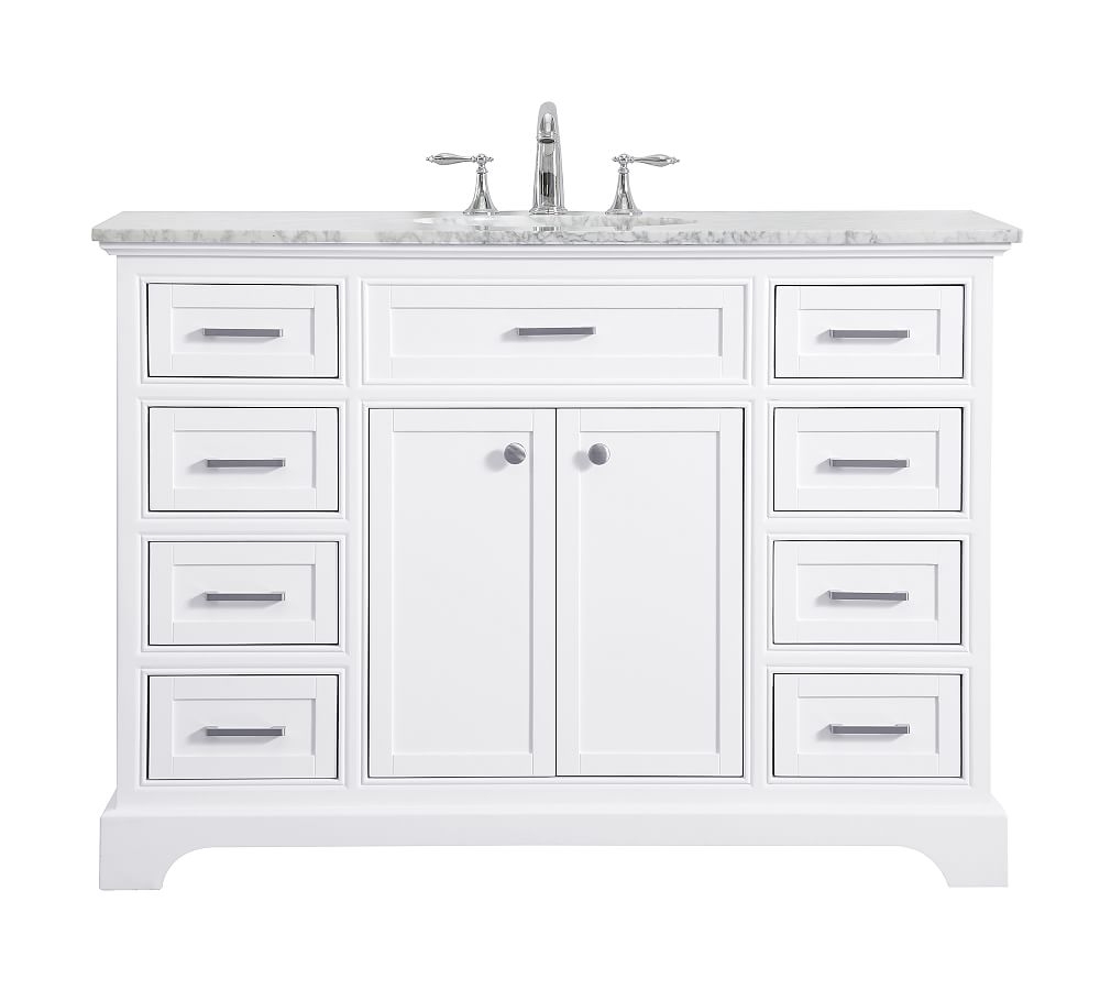 White Warner Single Sink Vanity, 48" - Image 0