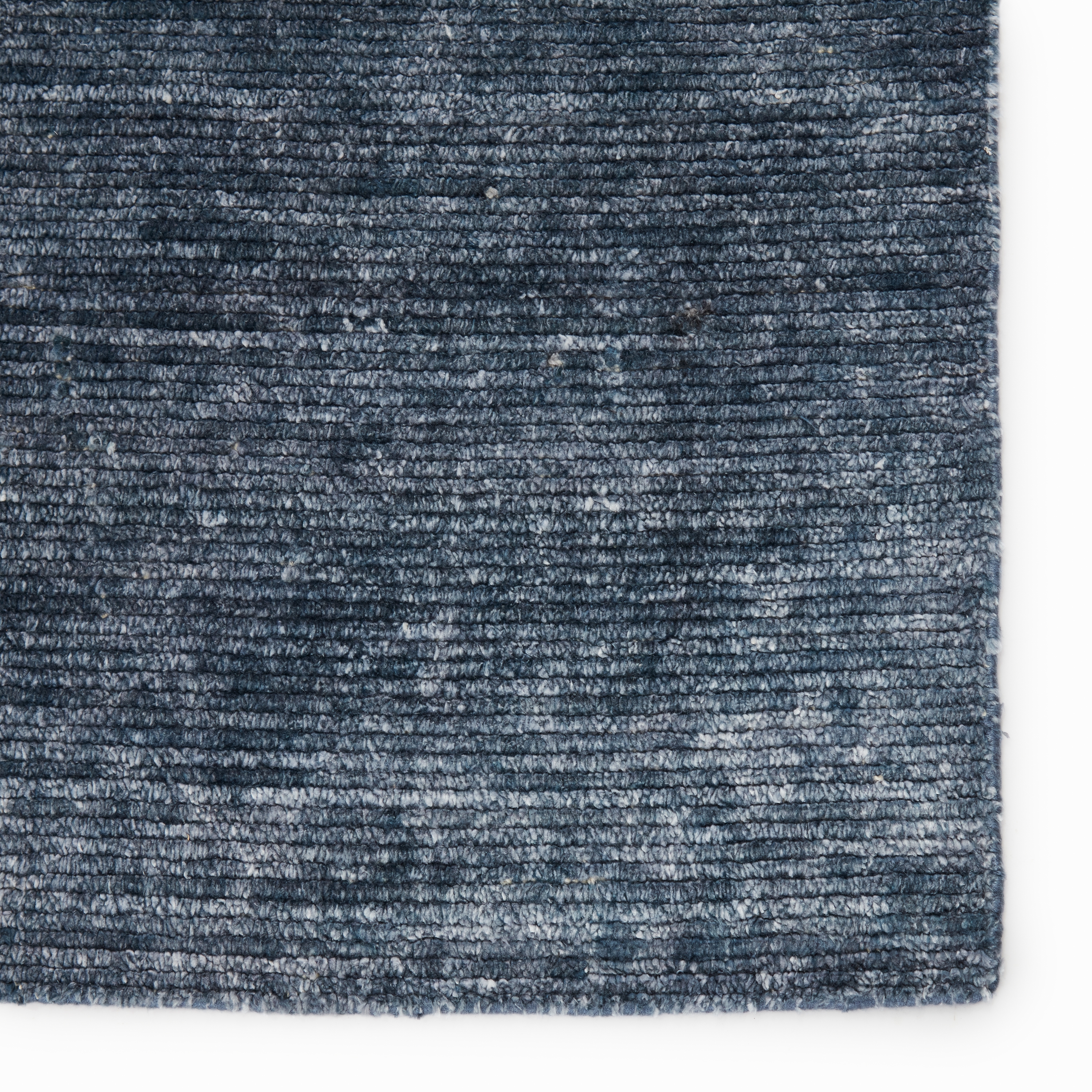 Ardis Handmade Solid Dark Blue/ White Area Rug (8'X10') - Image 3