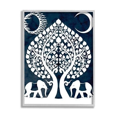 Symmetrical Elephants Marching Under Trees Sun And Moon - Image 0