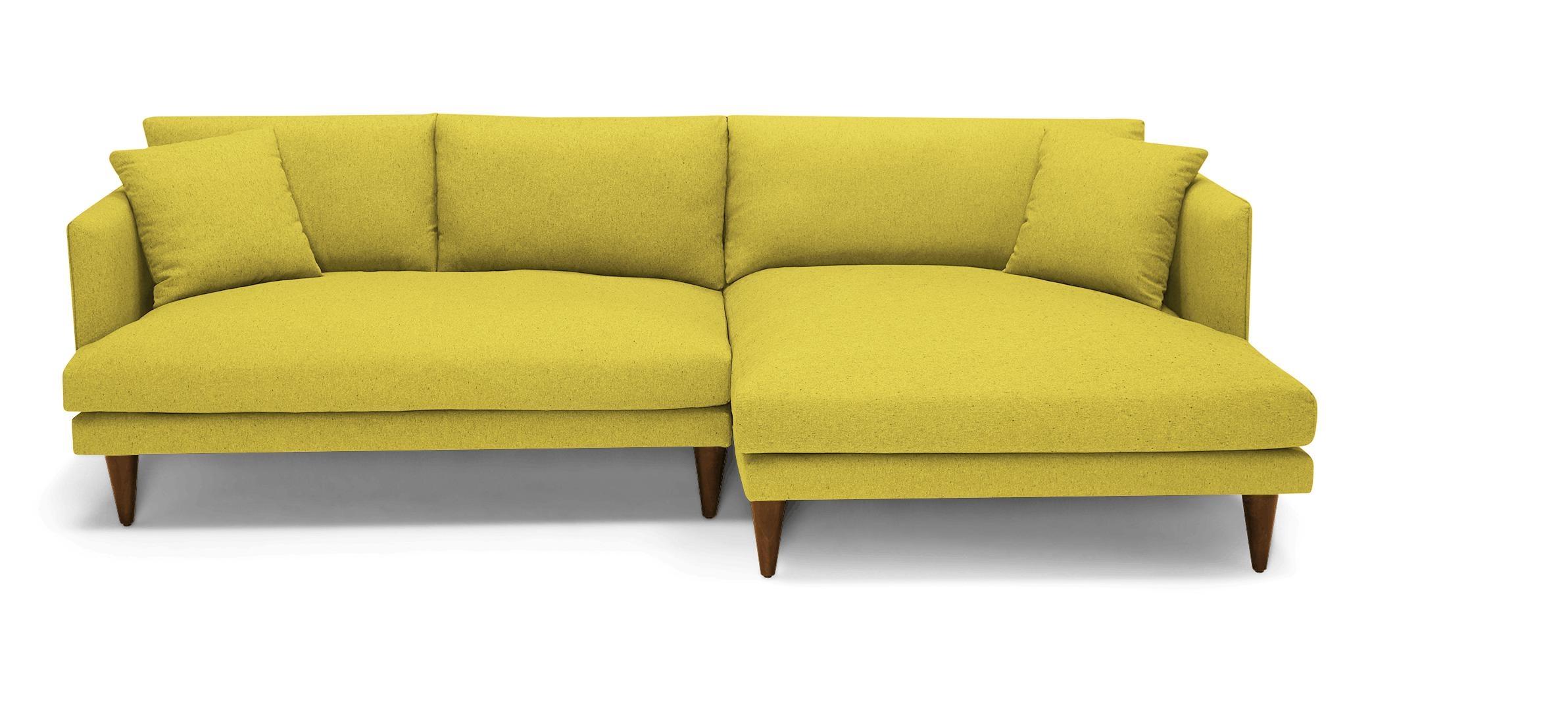 Yellow Lewis Mid Century Modern Sectional - Bloke Goldenrod - Mocha - Right - Cone - Image 0