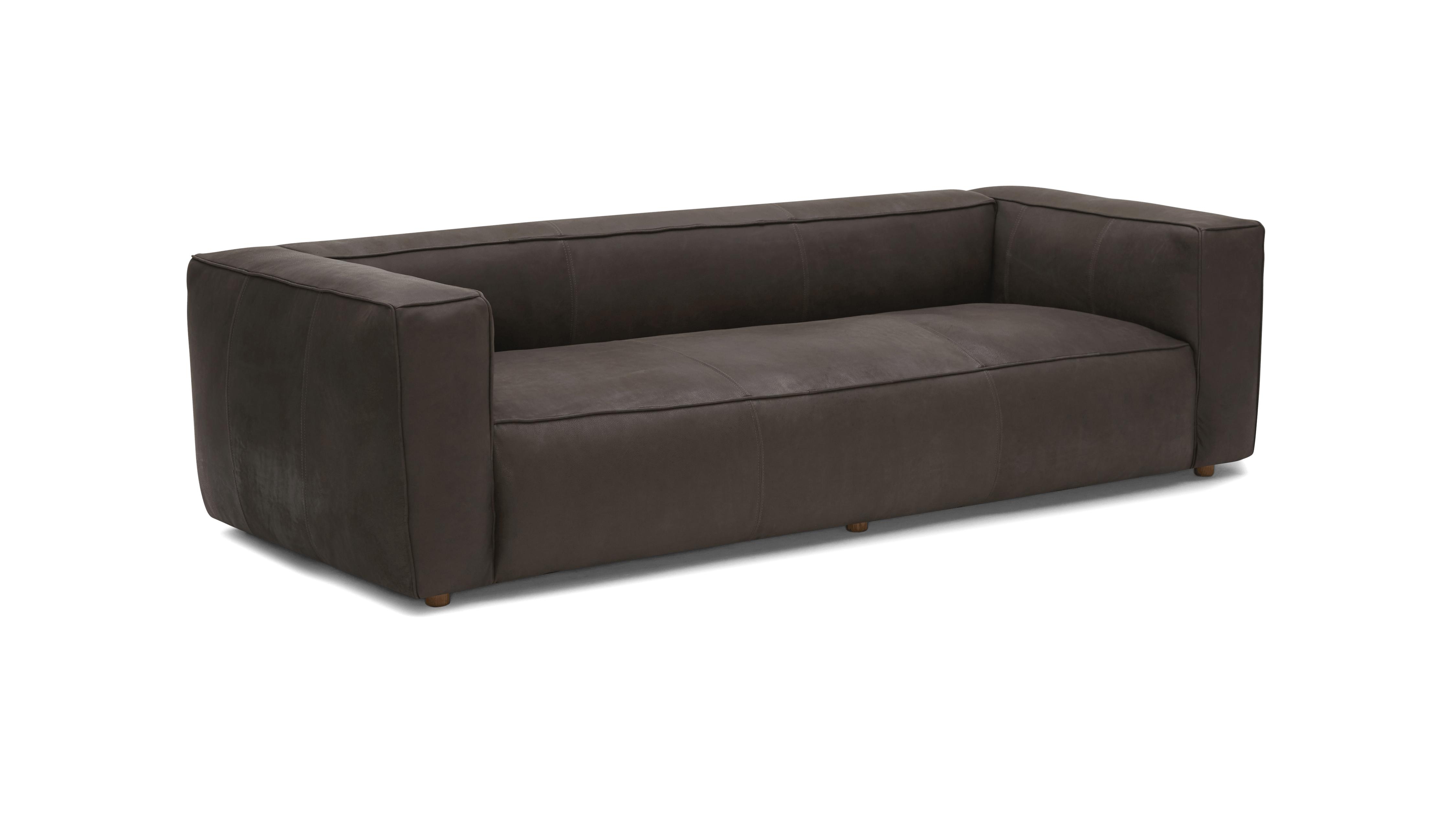 Brown Jaxon Mid Century Modern Leather Sofa - Toledo Graphite - Image 1