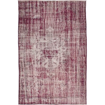 One-of-a-Kind Bevin Hand-Knotted 1990s Burgundy/Beige 6'2" x 9'7" Wool Area Rug - Image 0