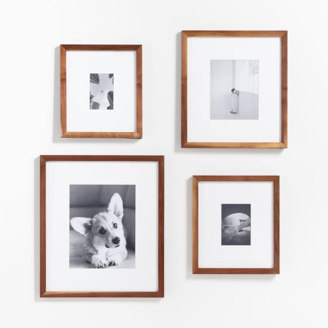 4-Piece Walnut Wood Gallery Wall Frame Set - Image 0
