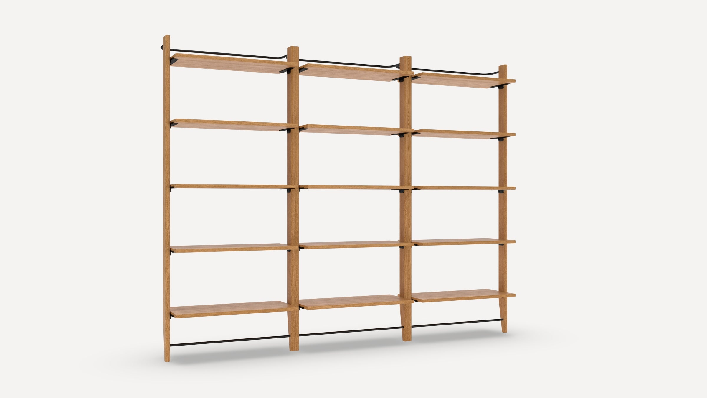 Title Triple Fully Open Bookshelf - Walnut - Wood - Image 2