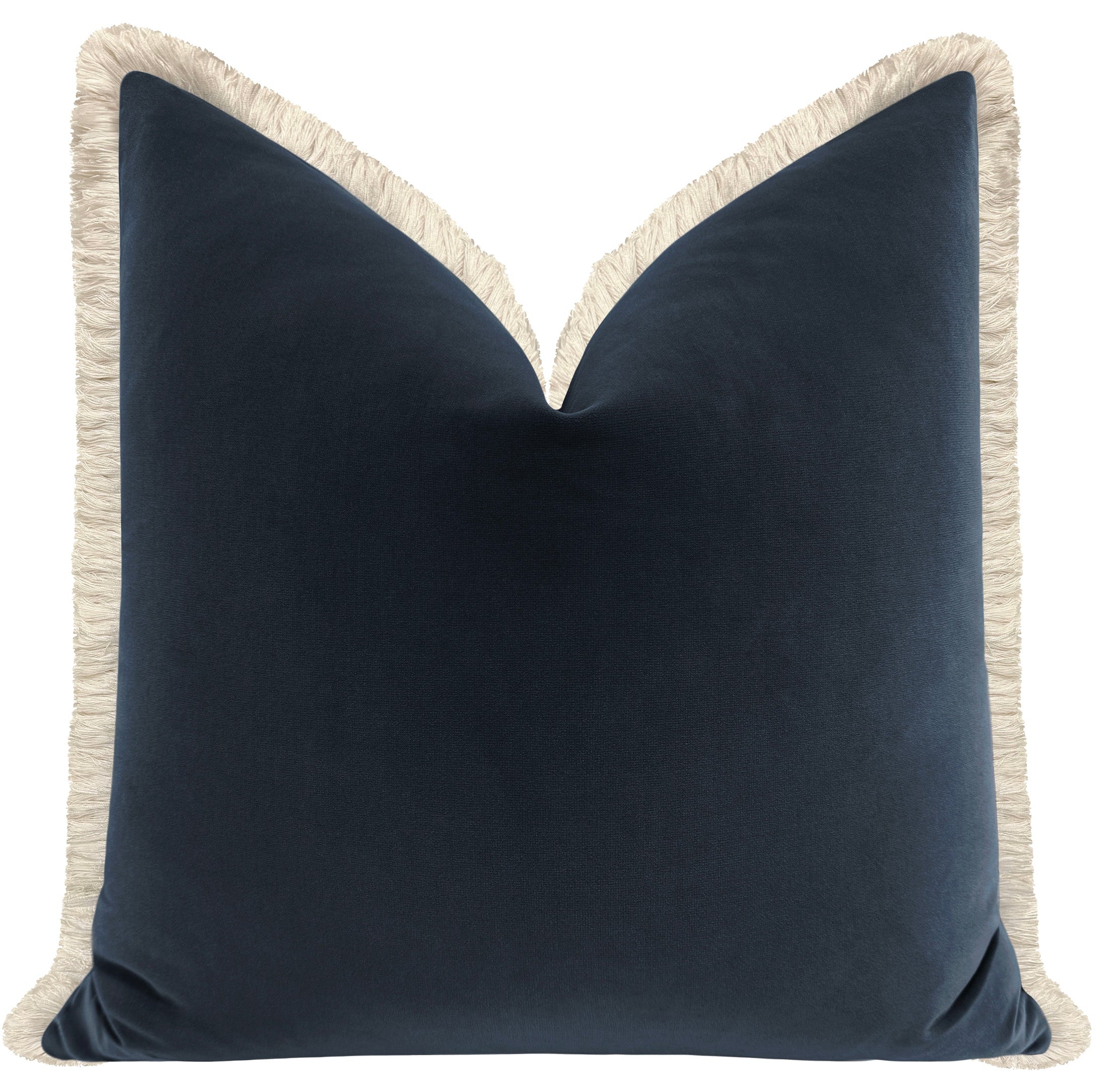 SIGNATURE VELVET // PRUSSIAN BLUE + FRINGE - Sample 4" X 4" / Natural Fringe - Image 2