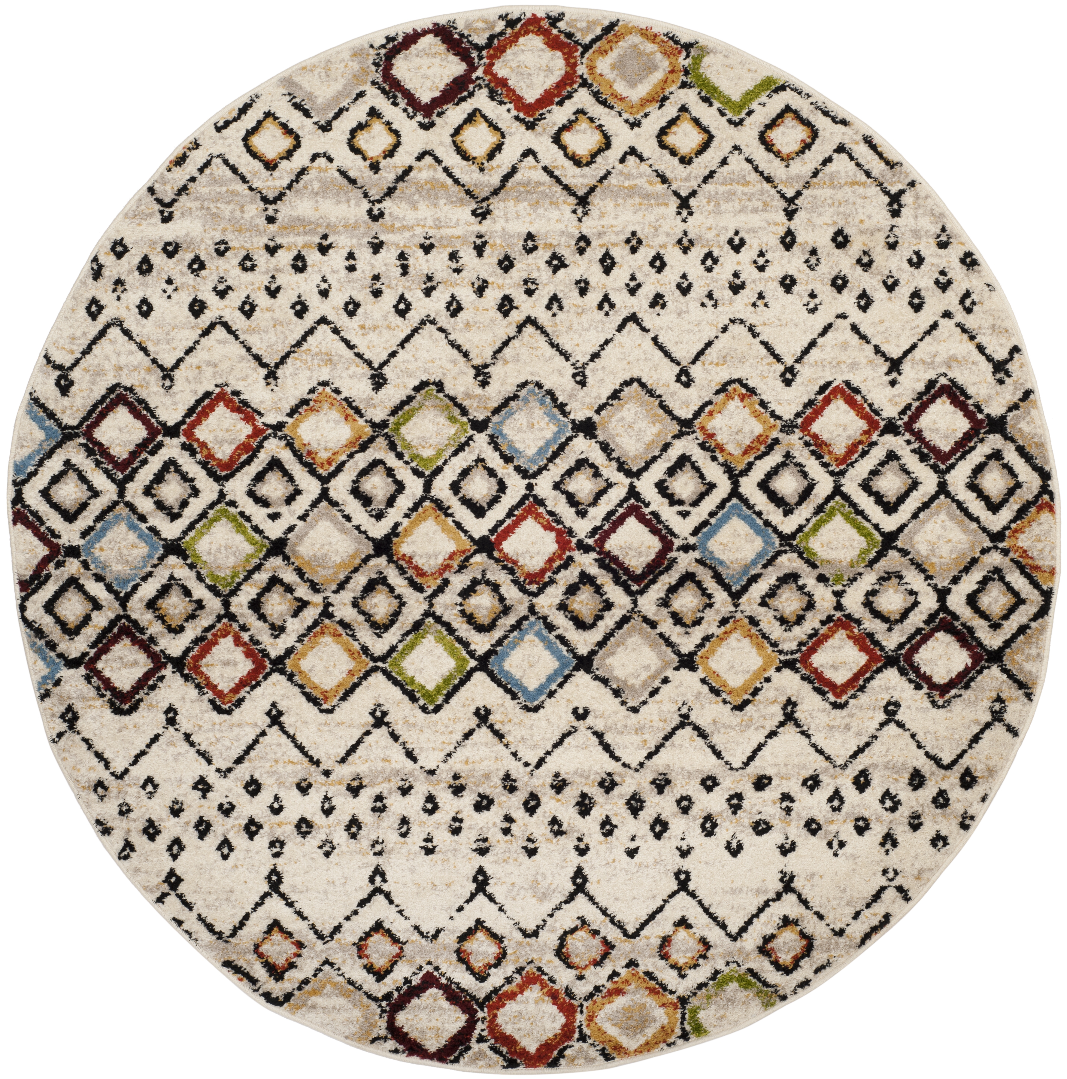Arlo Home Woven Area Rug, AMS108K, Ivory/Multi,  6' 7" X 6' 7" Round - Image 0