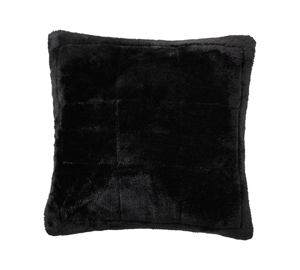 Black Faux Shearling Fur Euro Shams, Set of 2 - Image 0