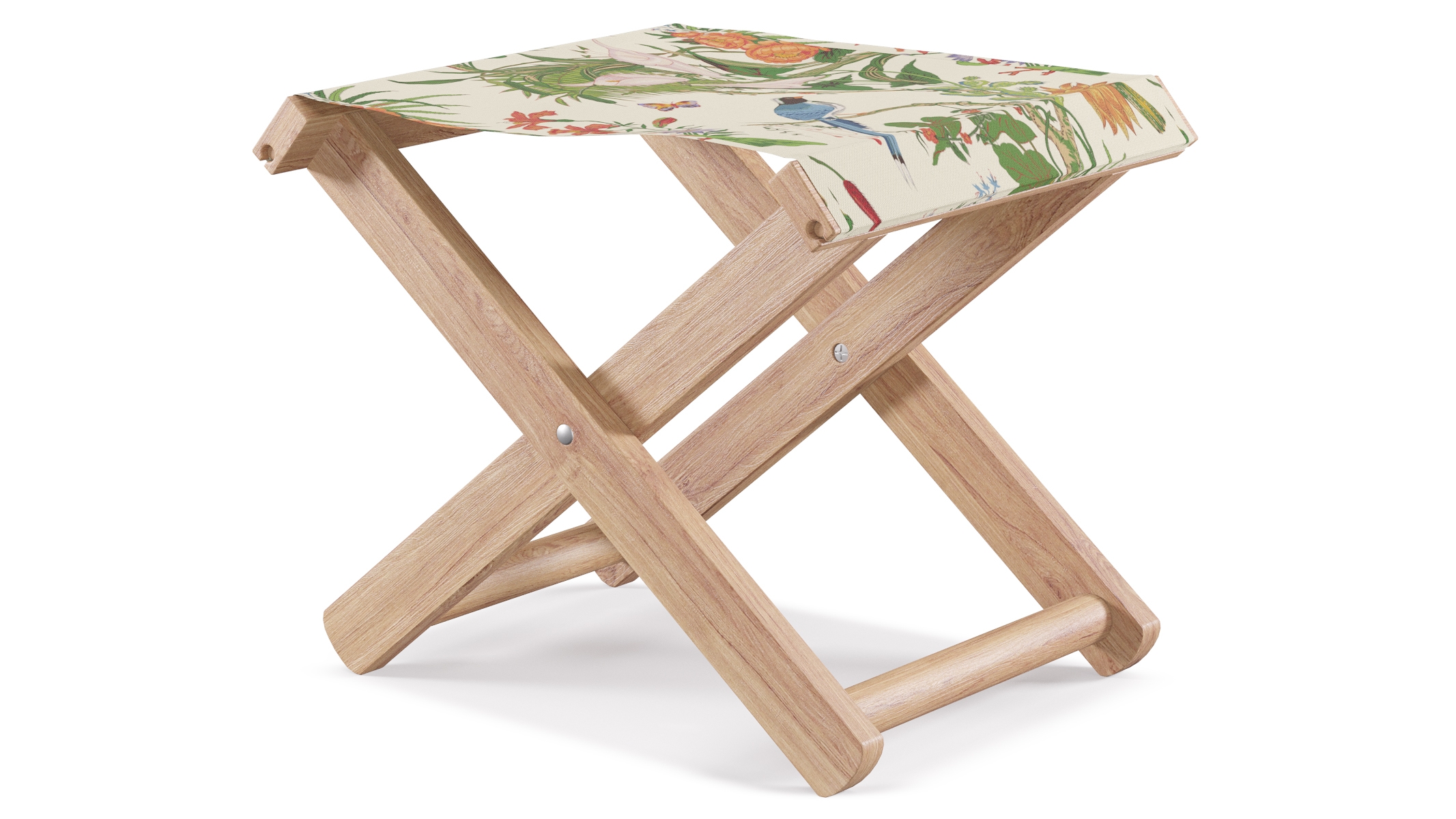 Teak Cabana Stool, White Cinque Terra - Image 1