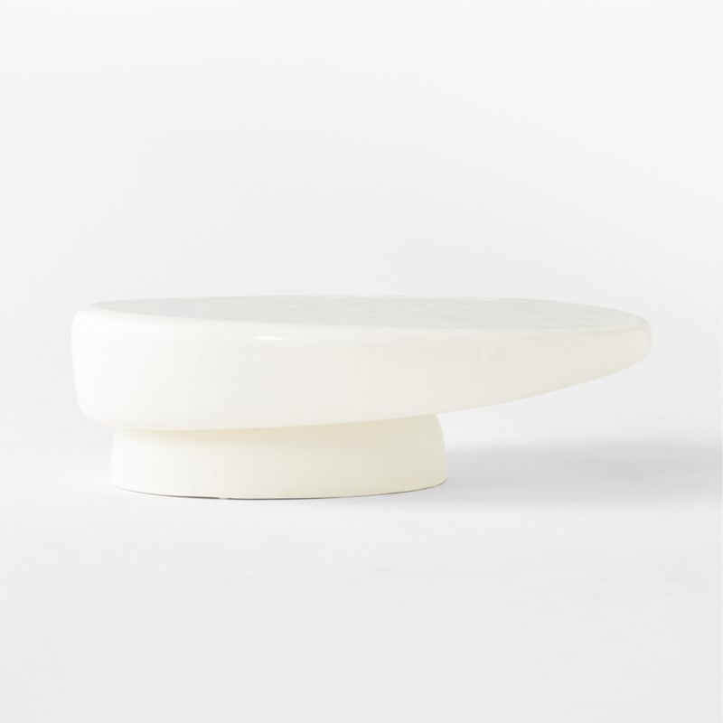 Alastor 56" Oval High-Gloss White Concrete Coffee Table - Image 2