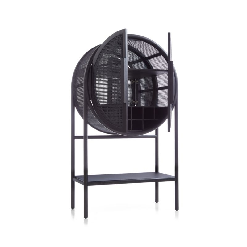 West Charcoal Brown Cane Bar Cabinet - Image 4