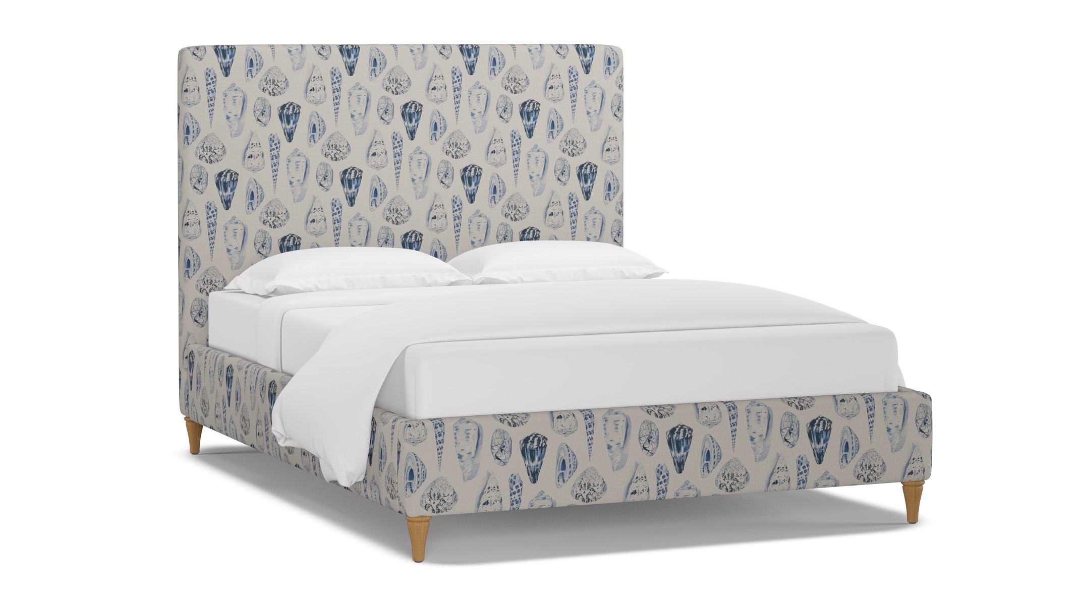 Classic Bed, Porcelain Coquina, Natural Decorative Tapered Leg, Queen - Image 1