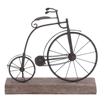 Textured Iron and Fir Decorative Bicycle Sculpture - Image 0