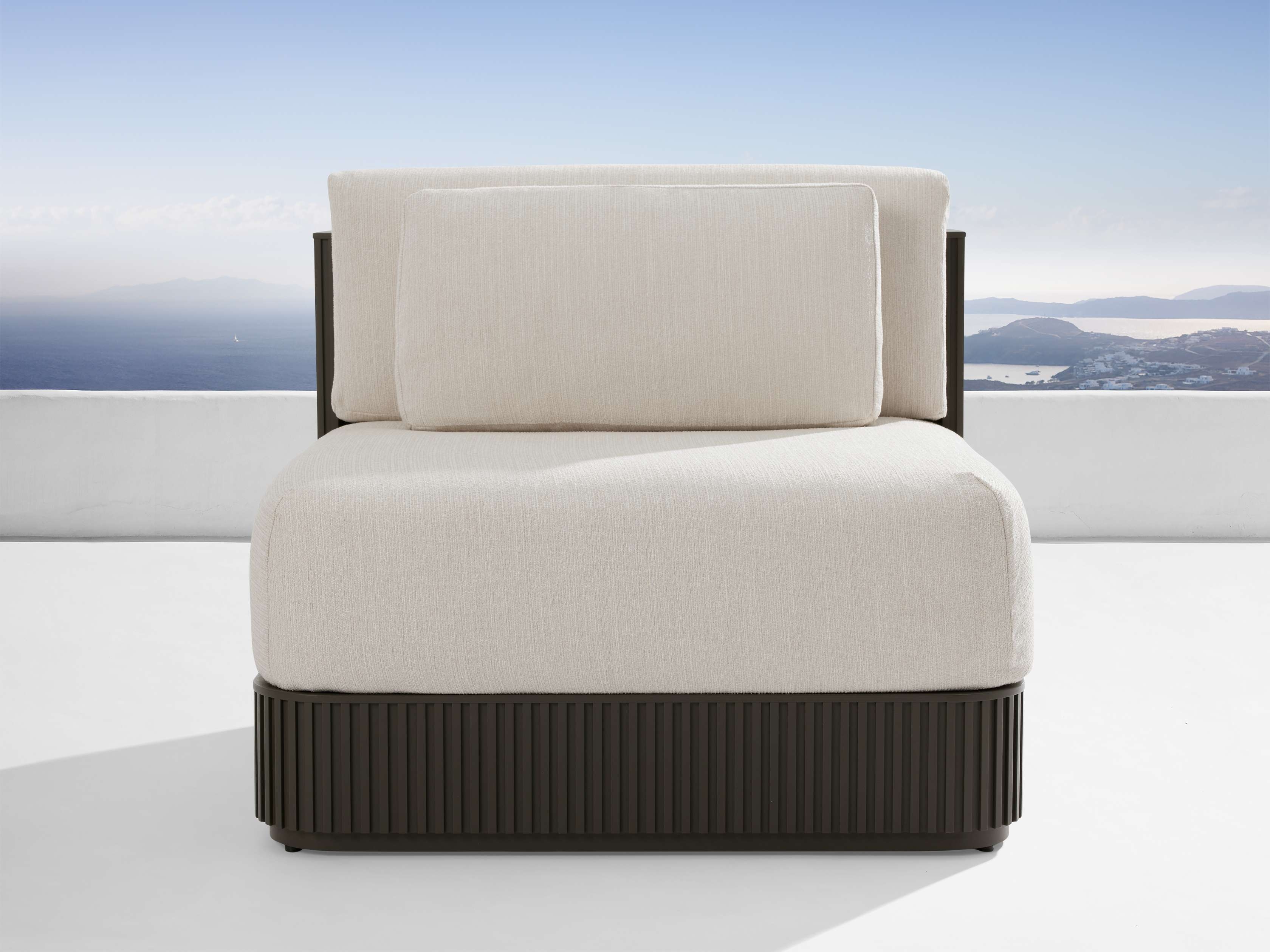 Beaumont Outdoor Lounge Chair Aluminum in Brown  Twilly Pearl - Image 0
