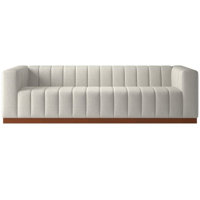 Forte 101" Nomad Snow Sofa with Walnut Base - Image 0