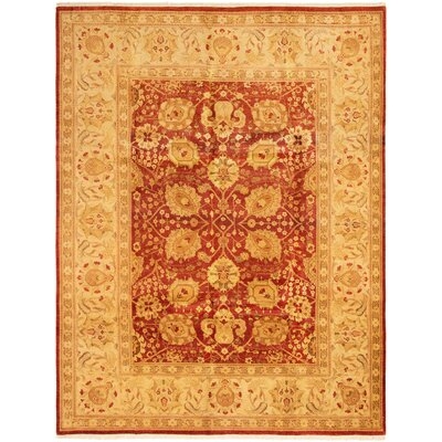 One-of-a-Kind Bengte Hand-Knotted 2010s Ushak Beige/Red 9'1" x 12' Wool Area Rug - Image 0