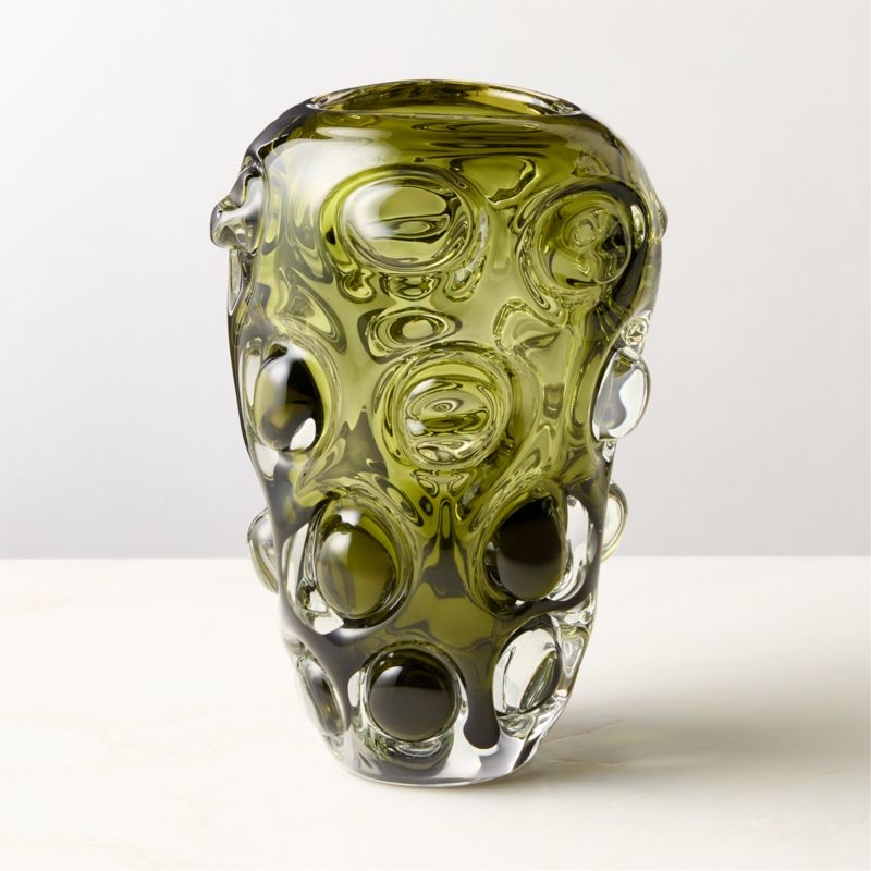 Clio Bubble Green Glass Vase - Image 1