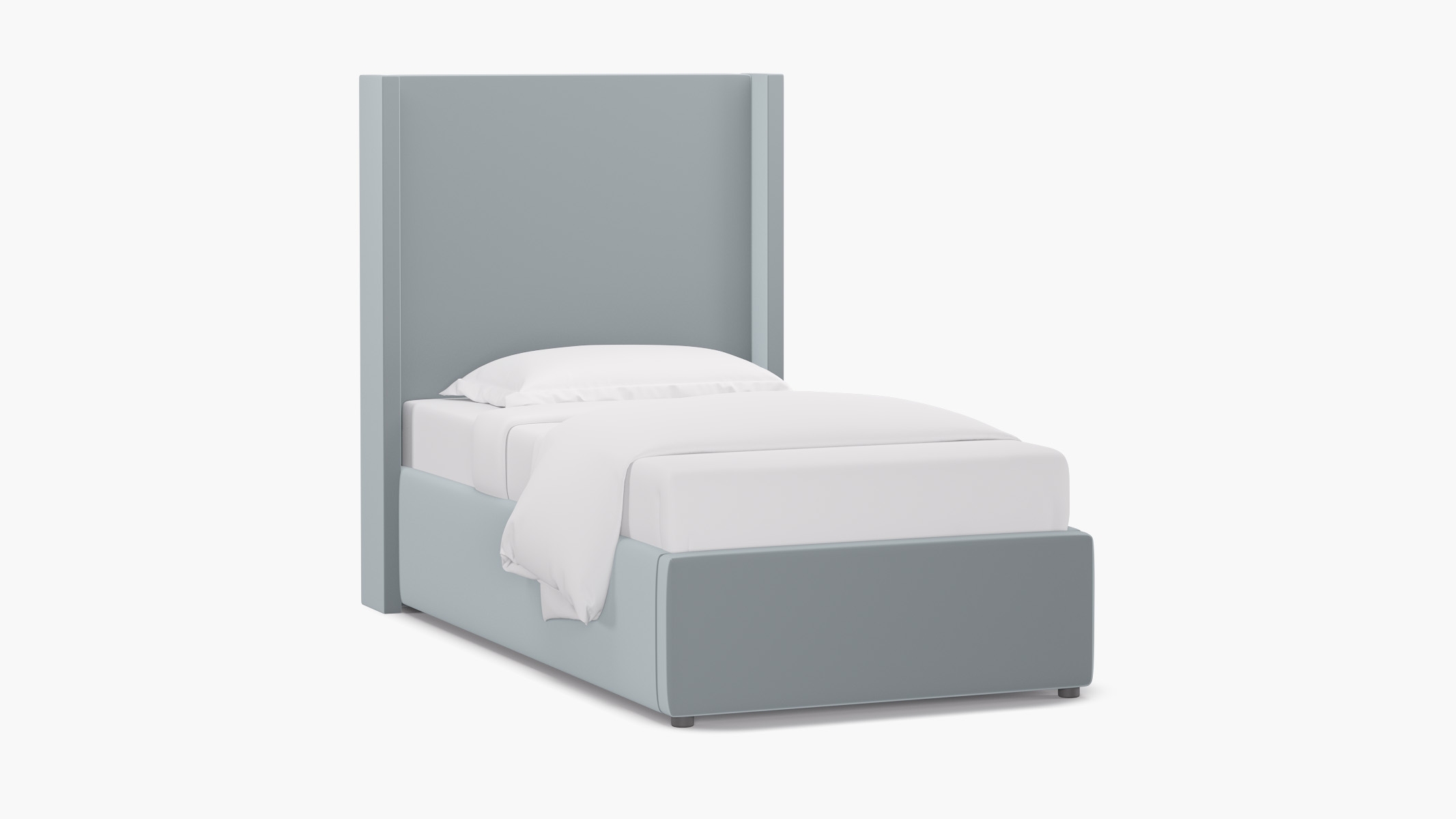 Modern Wingback Bed, Sterling Performance Velvet, Twin - Image 1