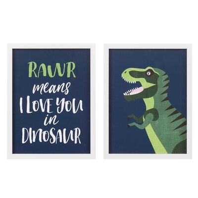 Brixton Rawr Means I Love You Dinosaur 2 Piece Framed Art Set - Image 0