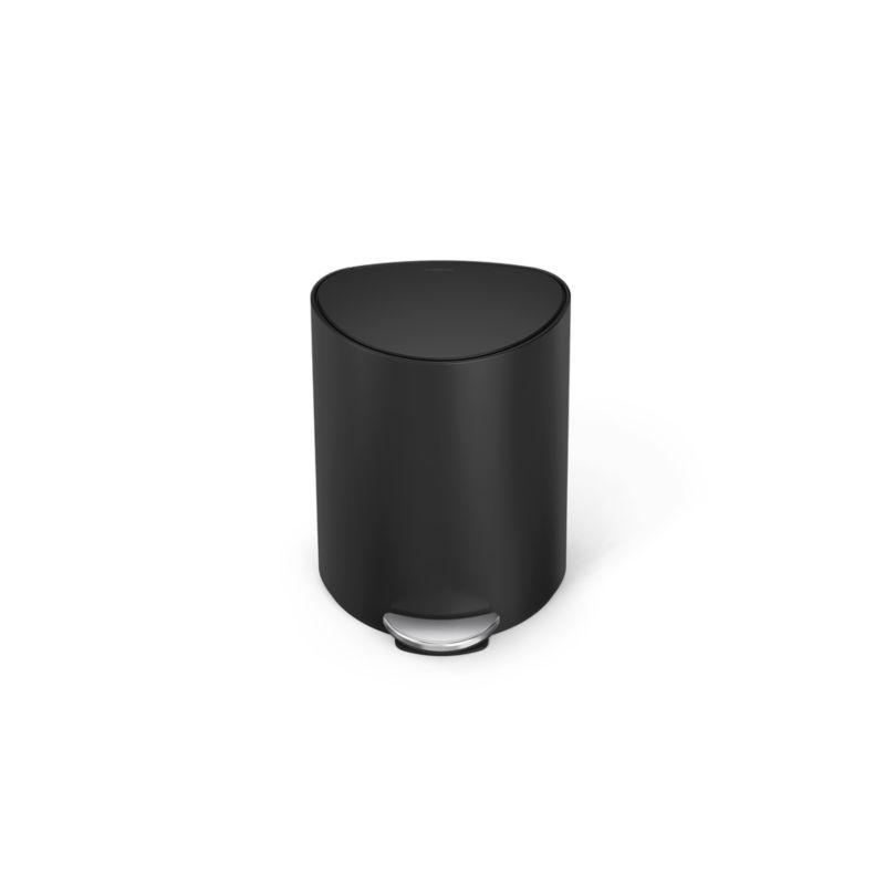 Simplehuman ® 6-Liter Matte Black Steel Semi-Round Step Trash Can - Image 1