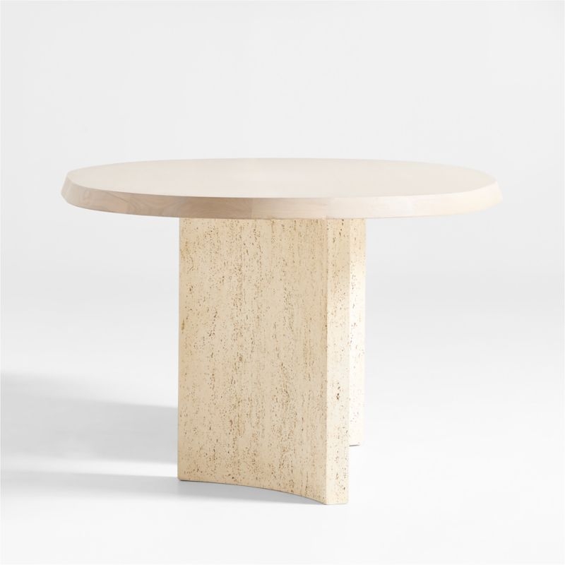 Point Dune 93" Oval Wood and Travertine Dining Table by Brigette Romanek - Image 2