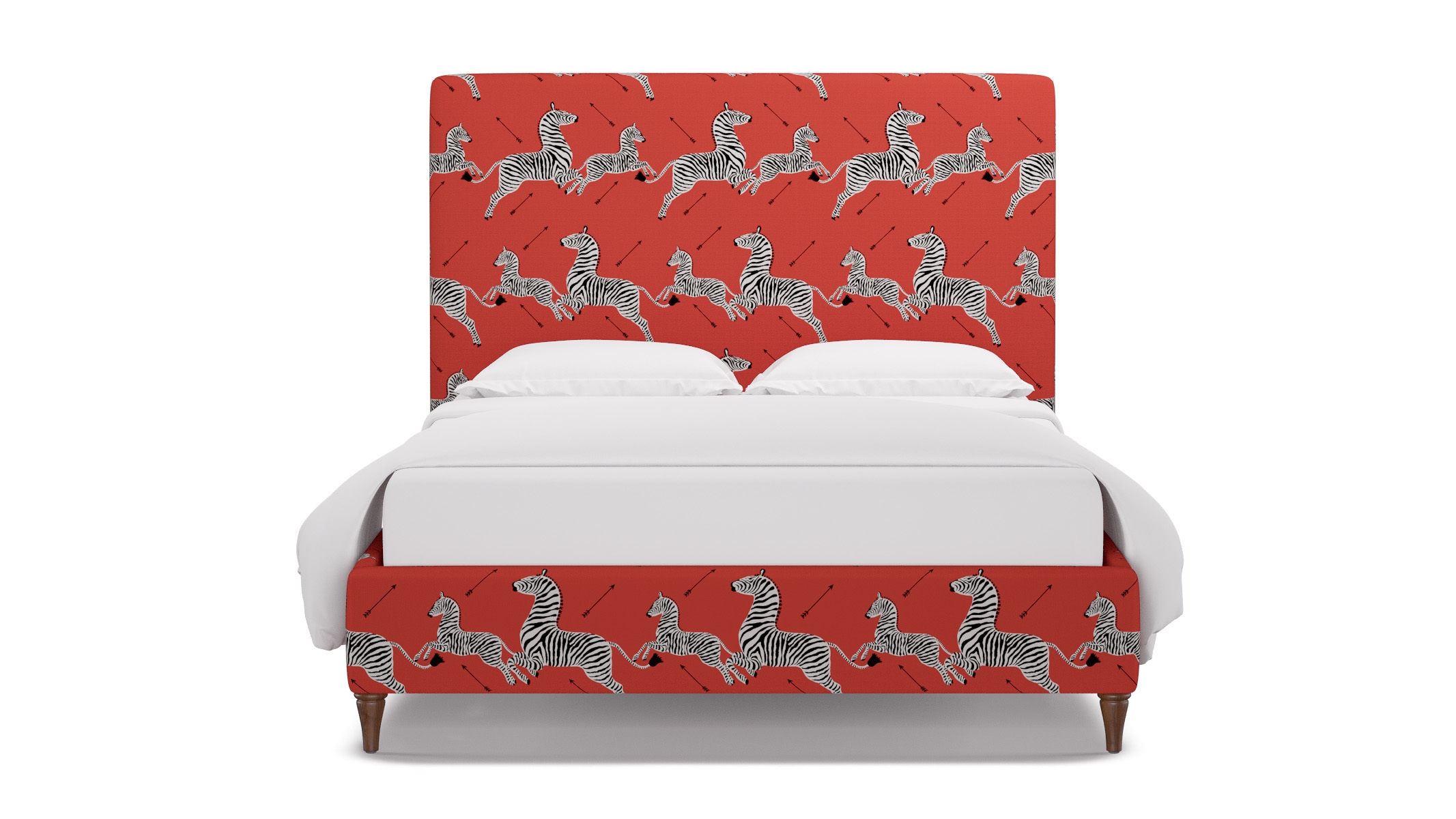 Classic Bed, Coral Zebra, Walnut Decorative Tapered Leg, Twin - Image 0