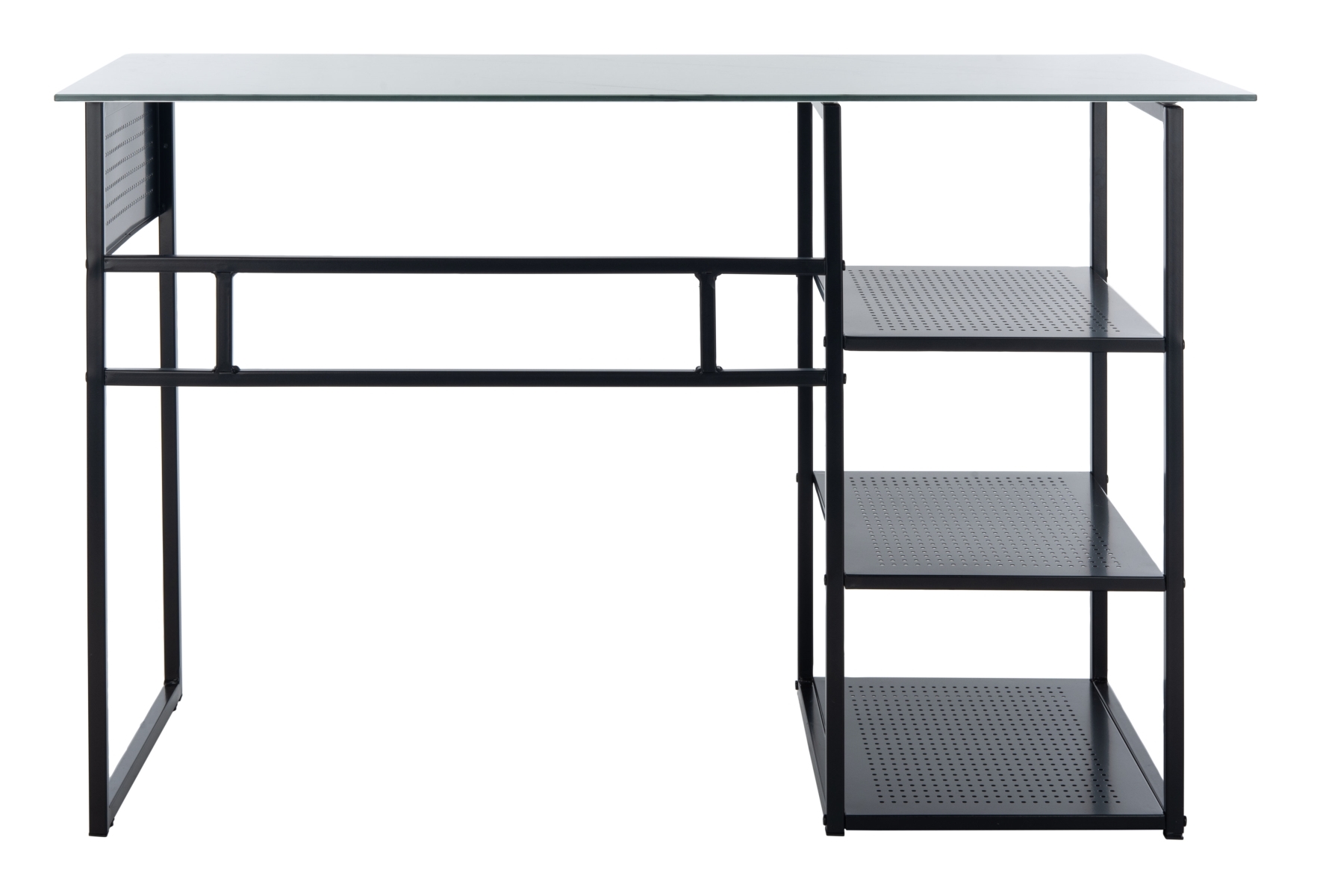 Xyla 3 Shelf Glass Top Desk - White / Black - Safavieh - Image 4