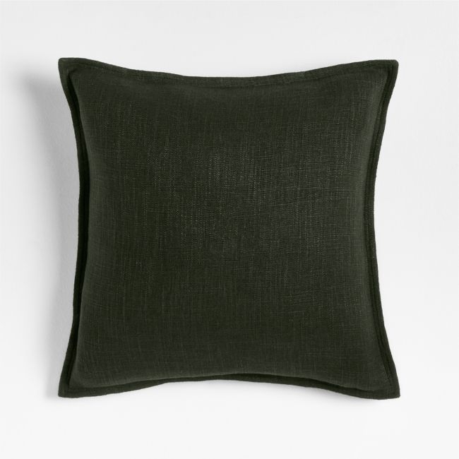 Ficus Green 20x20 Organic Laundered Linen Throw Pillow Cover - Image 0
