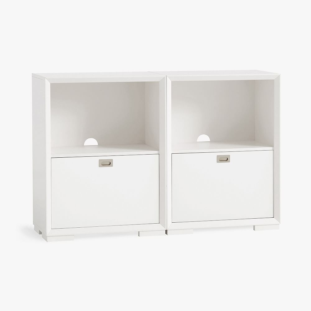 Callum Double 1-Drawer Storage Cabinet, Simply White, In-Home - Image 1