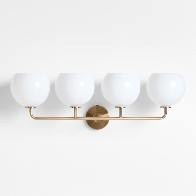 Arren Brass 4-Light Wall Sconce Light with Milk Glass Round Shade - Image 2