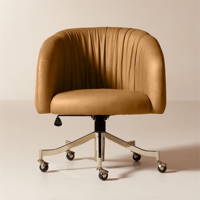 Saroy Brown Leather Office Chair - Image 0