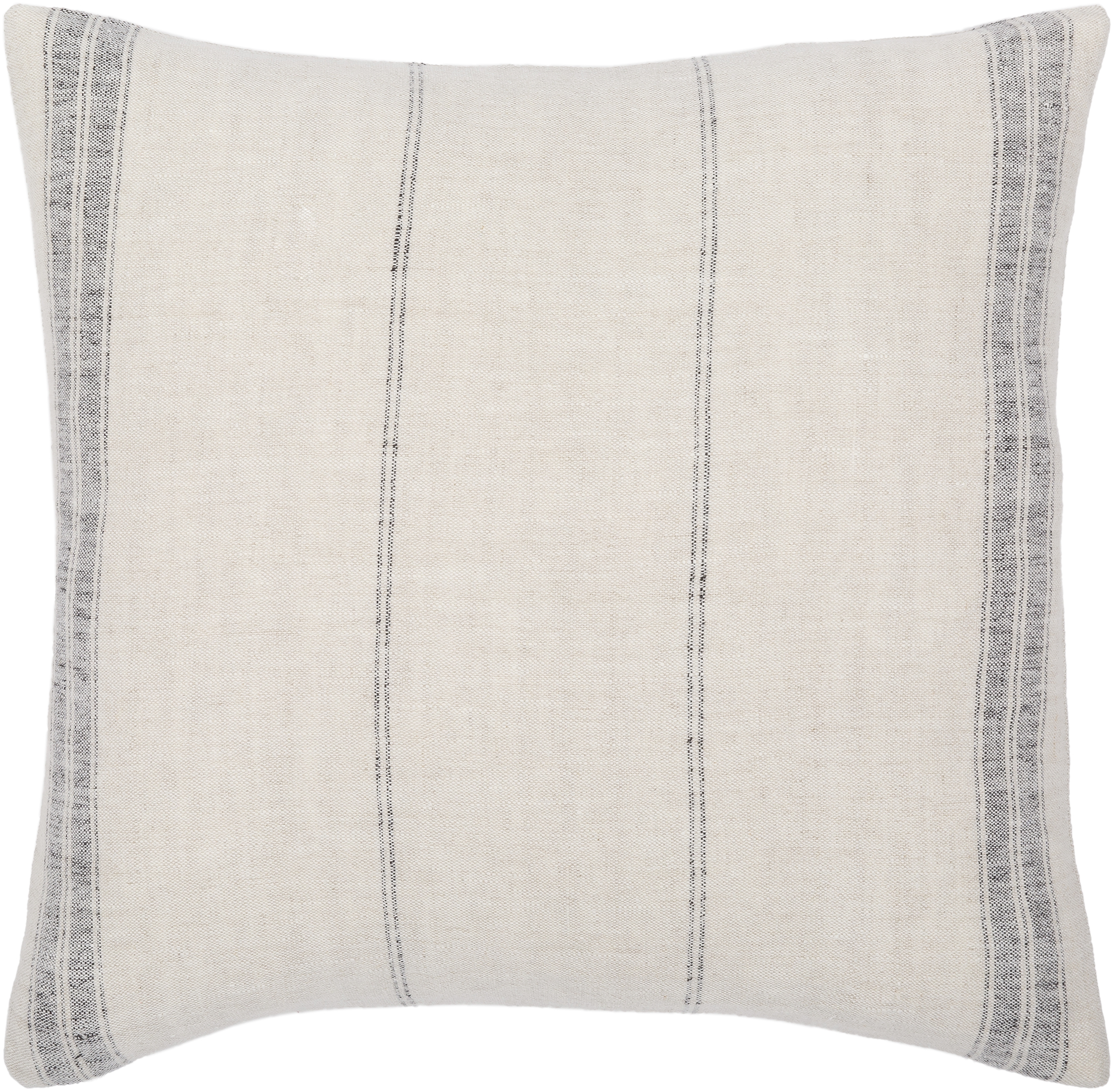 Linen Stripe Pillow, Beige & Black, 18" x 18" - Image 0