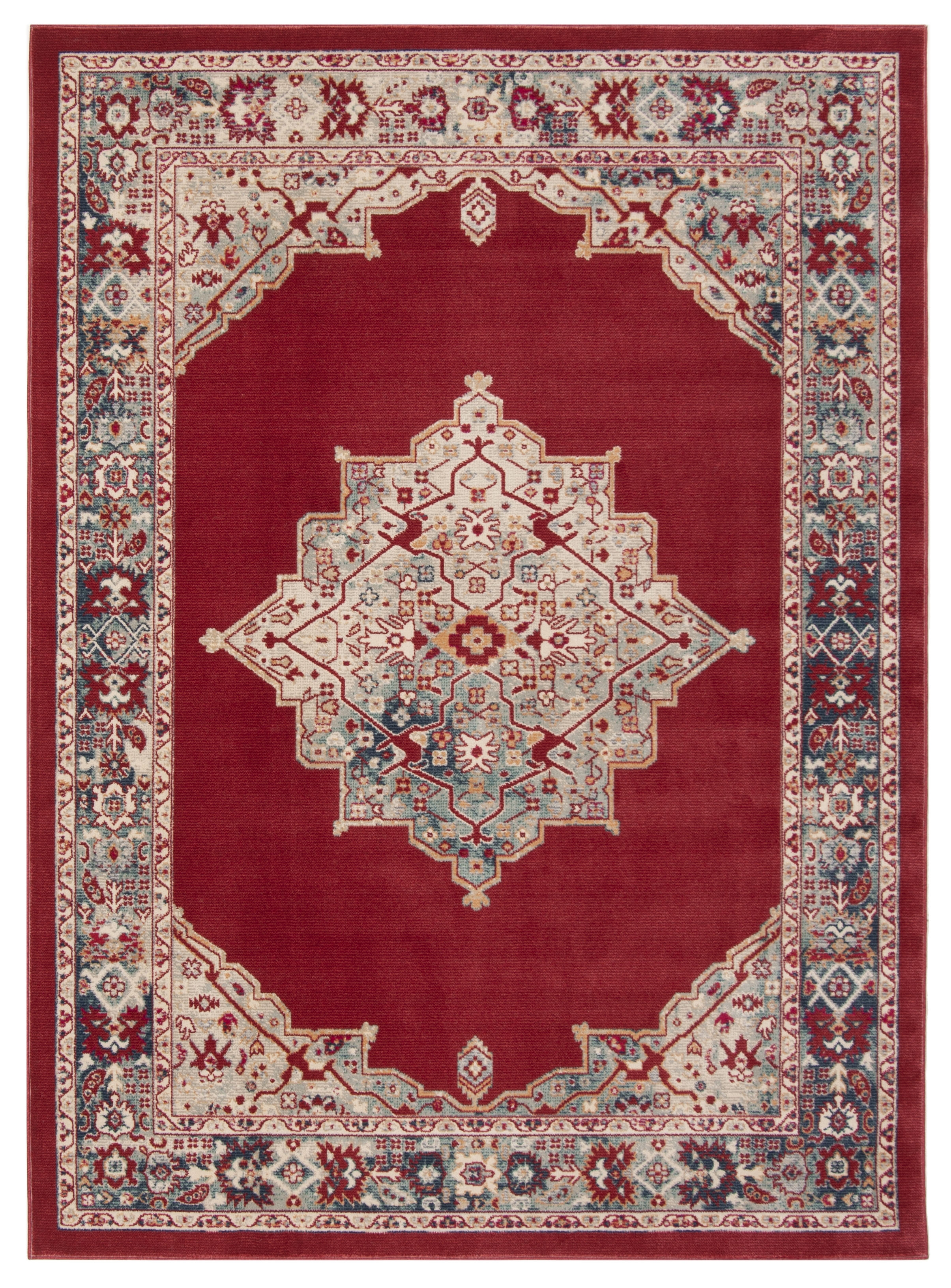 Arlo Home Woven Area Rug, MER312Q, Red/Aqua,  5' 3" X 7' 6" - Image 0