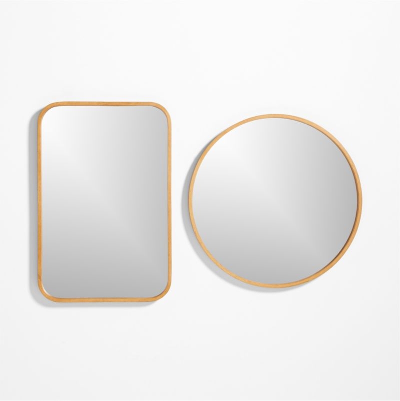 Finn Oak Wood 31" Round Wall Mirror - Image 1