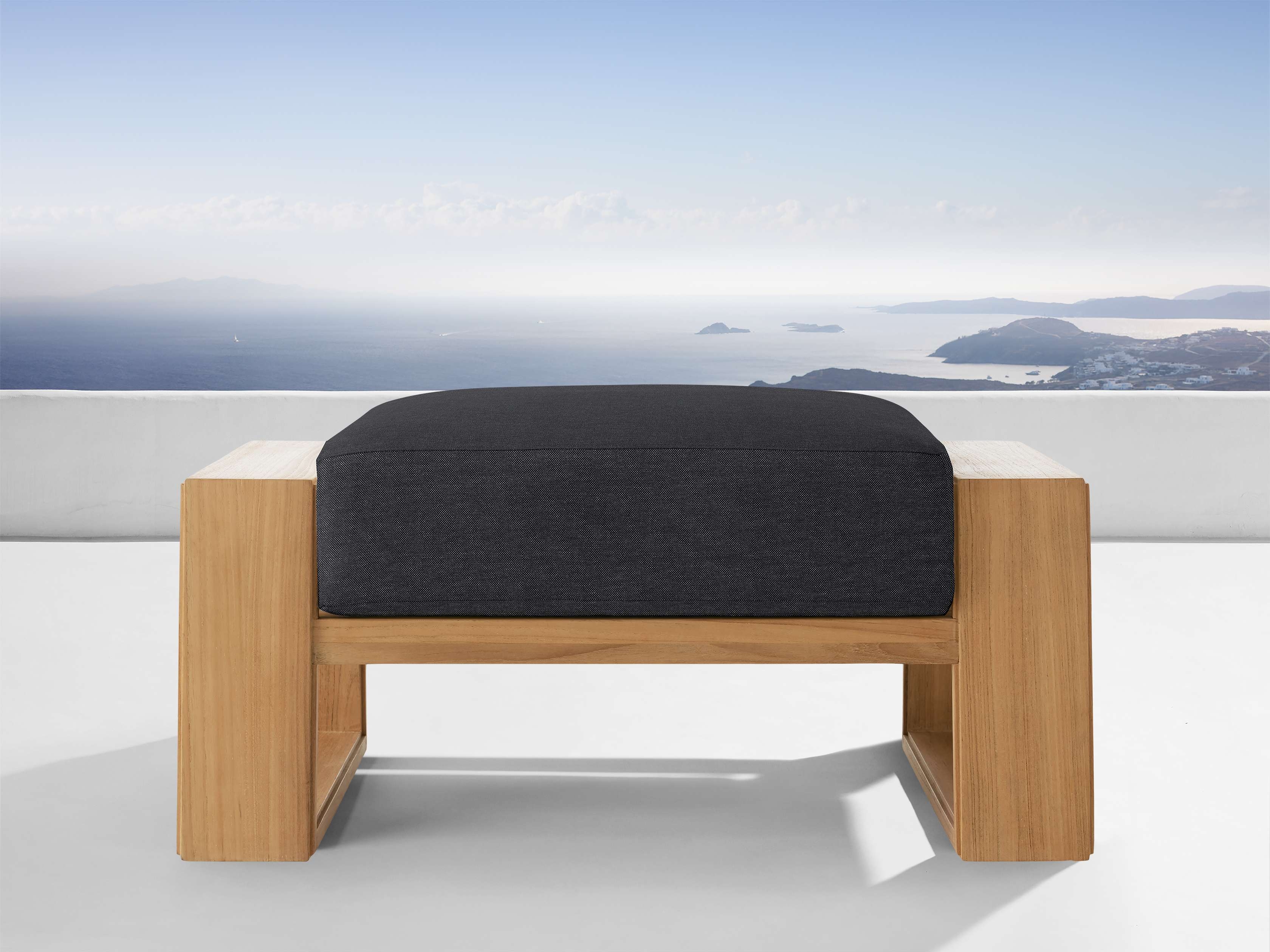Canyon Outdoor Ottoman Teak in Natural  Rosemount Graphite  - Image 0