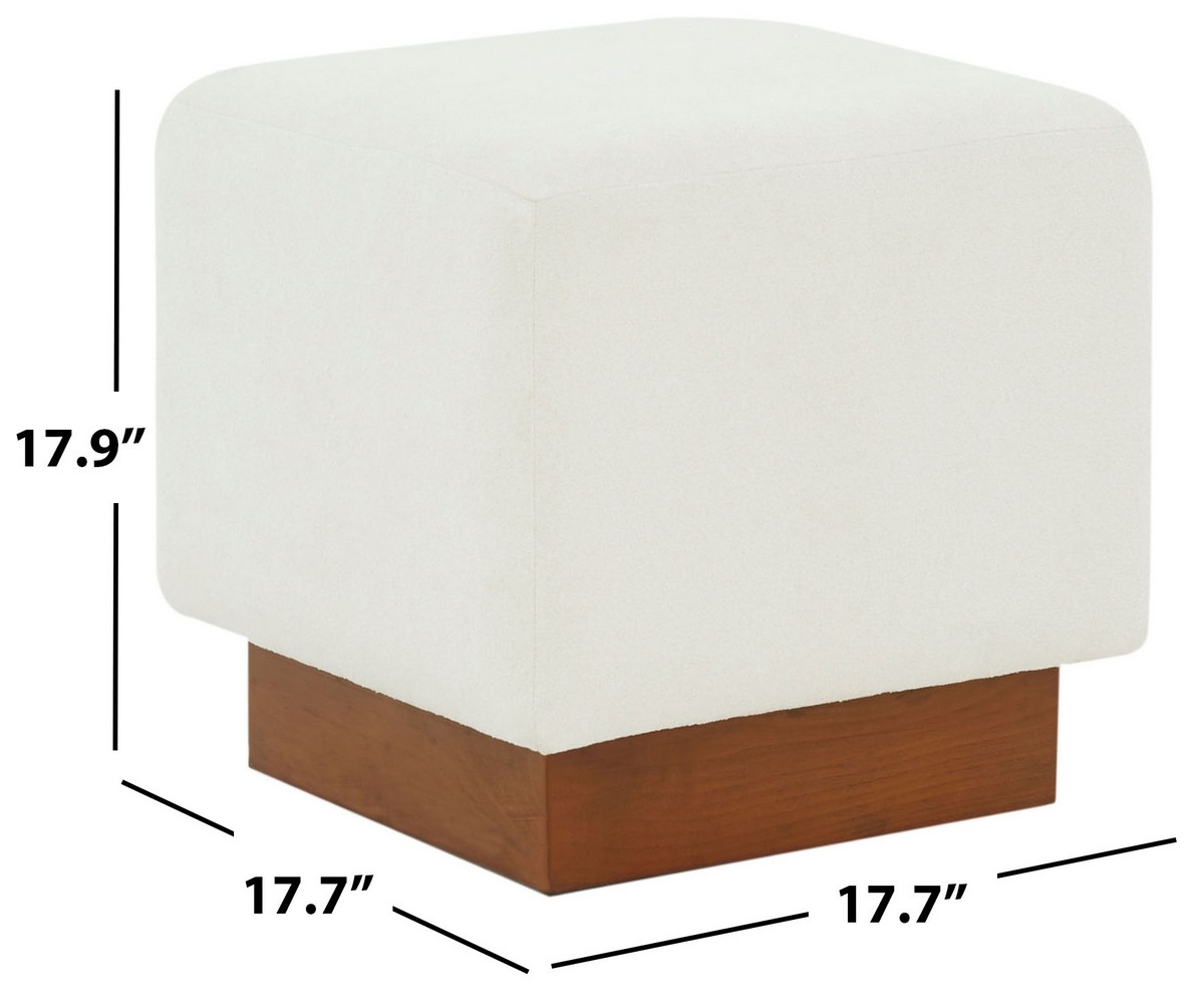 Natalya Square Ottoman - Ivory / Walnut - Image 4