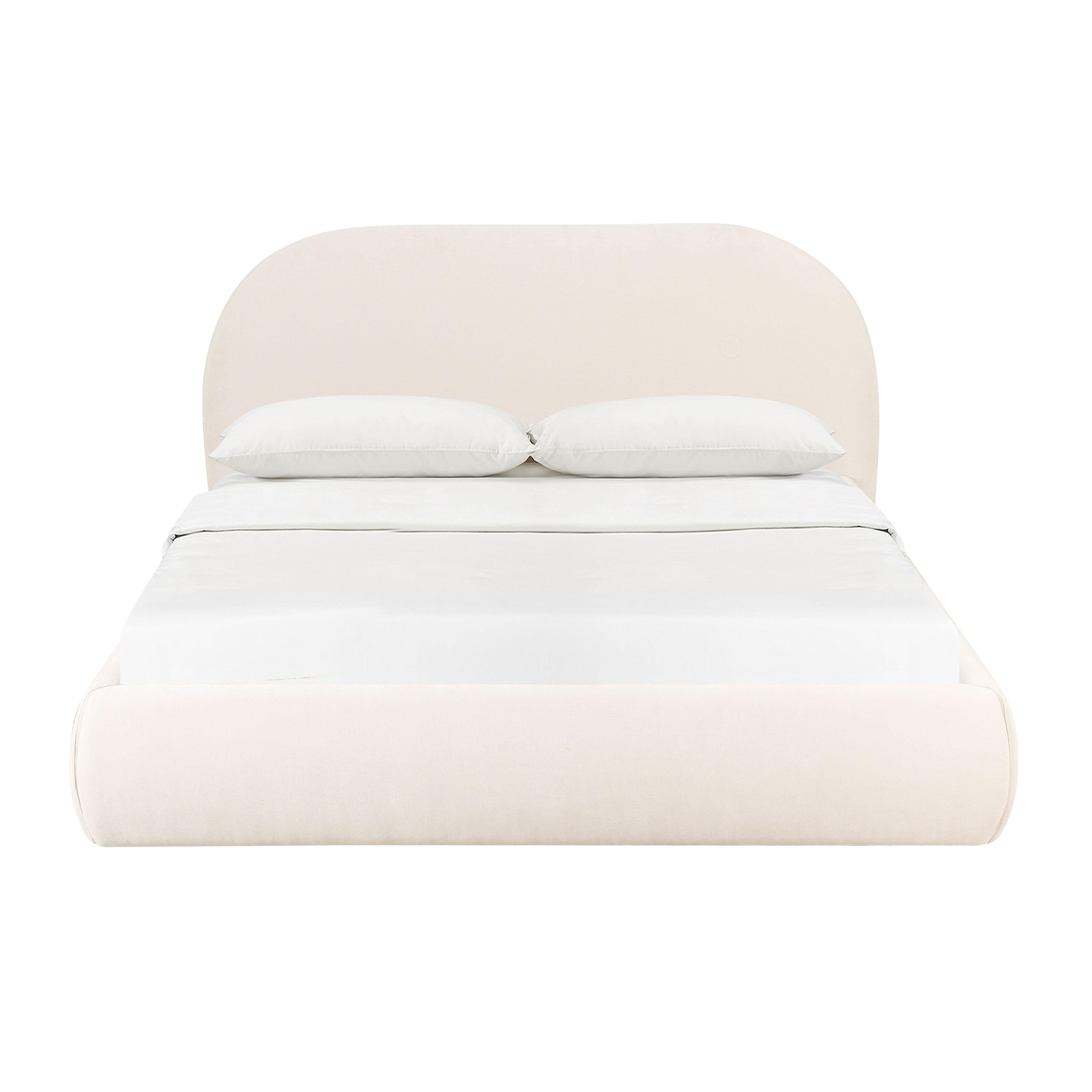 Bara Cream Textured Velvet King Bed - Image 0