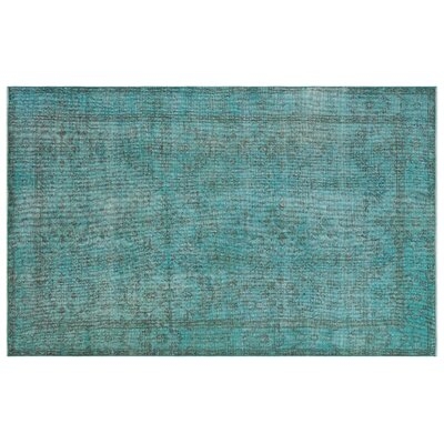 One-of-a-Kind Hand-Knotted 1960s Turkish Turquoise 5'8" x 9' Area Rug - Image 0
