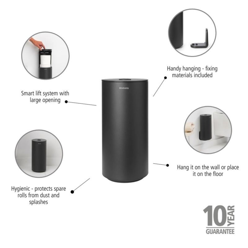 Brabantia Mindset Black Metal Toilet Paper Holder - Image 5