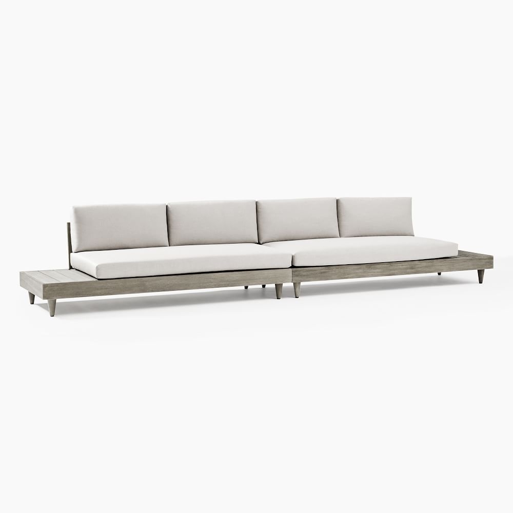 Portside Low Outdoor 162 in Sofa, Weathered Gray - Image 0