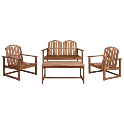 Rosecliff Heights 4 Piece Outdoor Lounge Set Solid Acacia Wood - Image 0